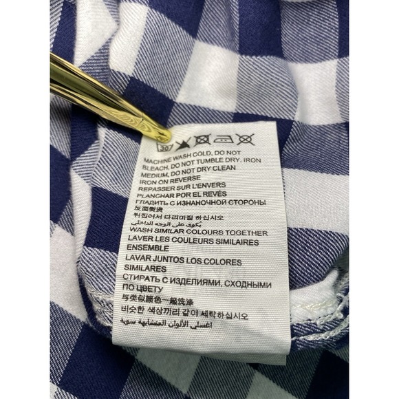 Superdry Men's Gingham Check Shirt Medium Blue‎ White Long Sleeve Casual Cotton - Picture 6 of 8